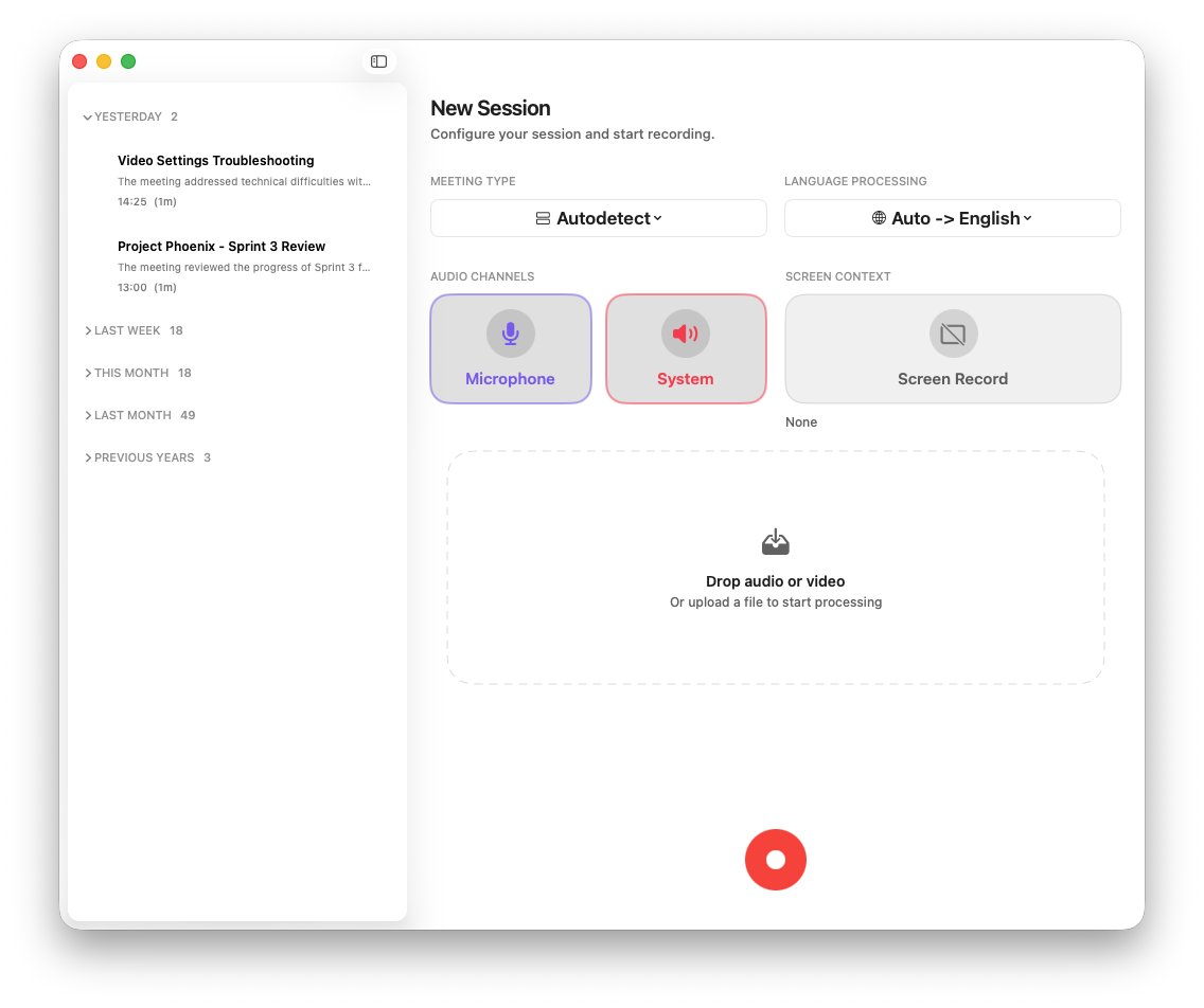 Minute interface preview